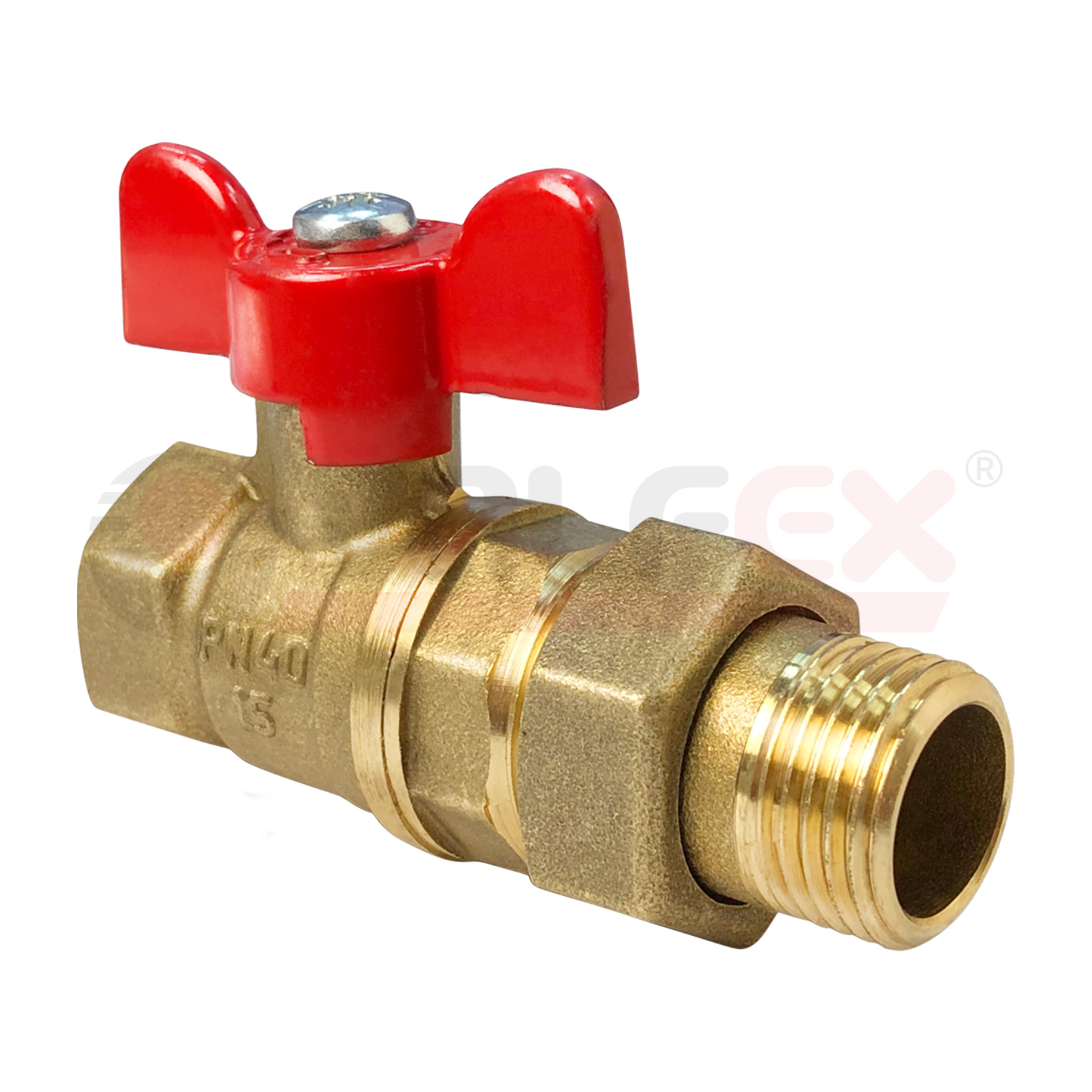 Кран шаровый латунныйVALFEX STANDART 11б27п1 вода НР/ВР Ду 15 (1/2") Ру 40 бабочка американка