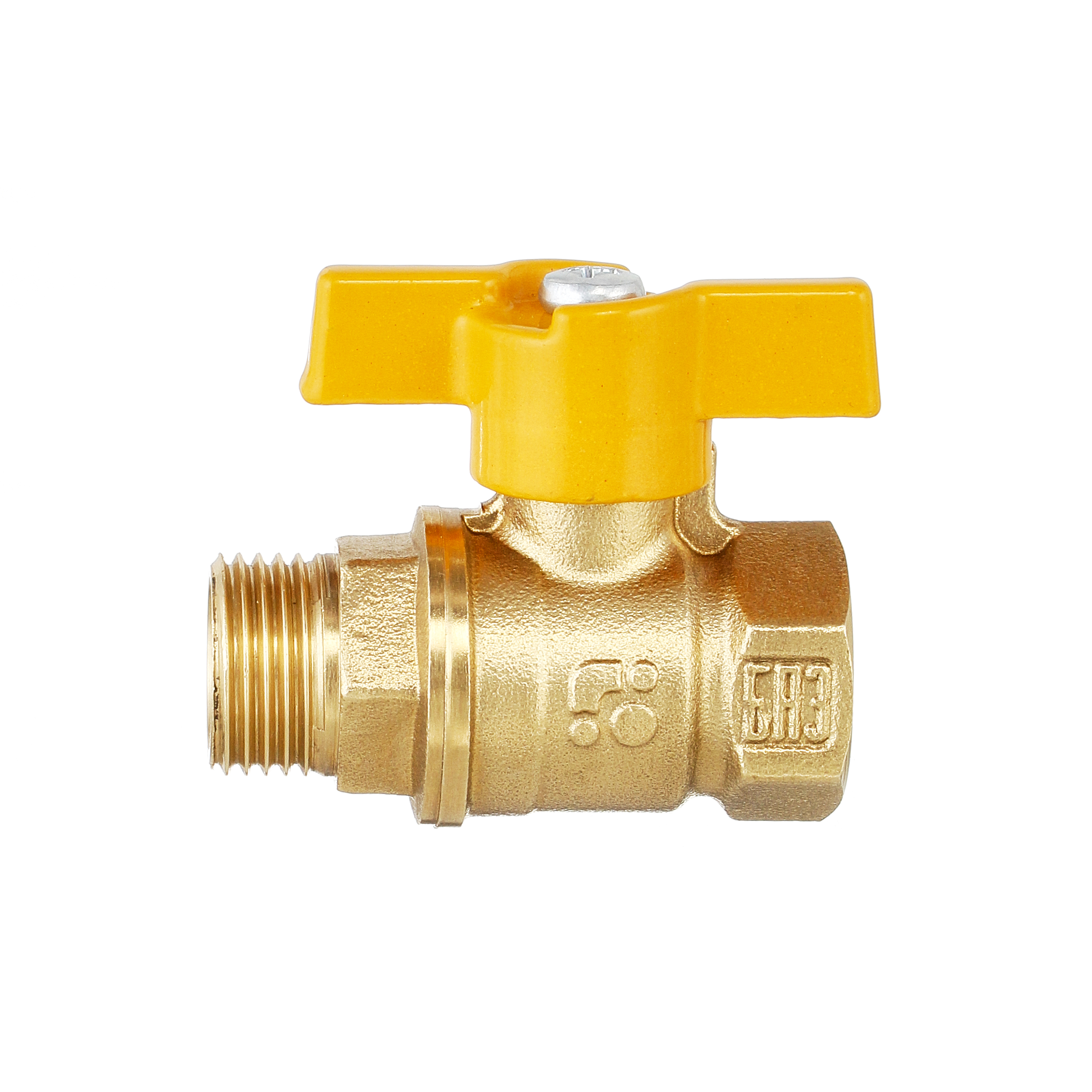 Кран шаровый латунныйБАЗ  11б27п газ ВР/НР Ду 15 (1/2") Ру 40 бабочка 